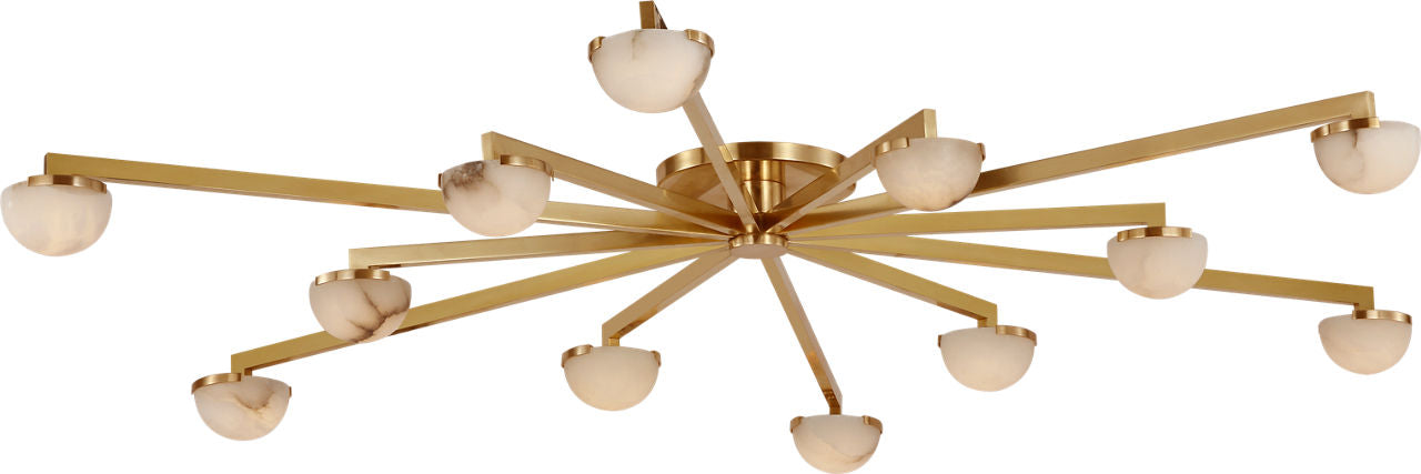 Pedra Grande Staggered Arm Flush Mount | Antique-Burnished Brass | Alabaster
