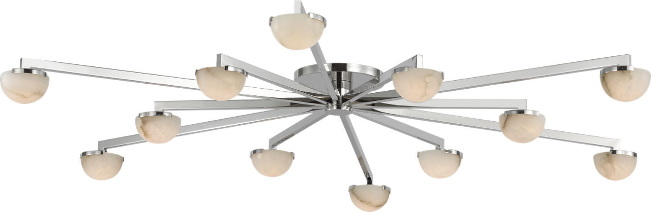 Pedra Grande Staggered Arm Flush Mount | Polished Nickel | Alabaster