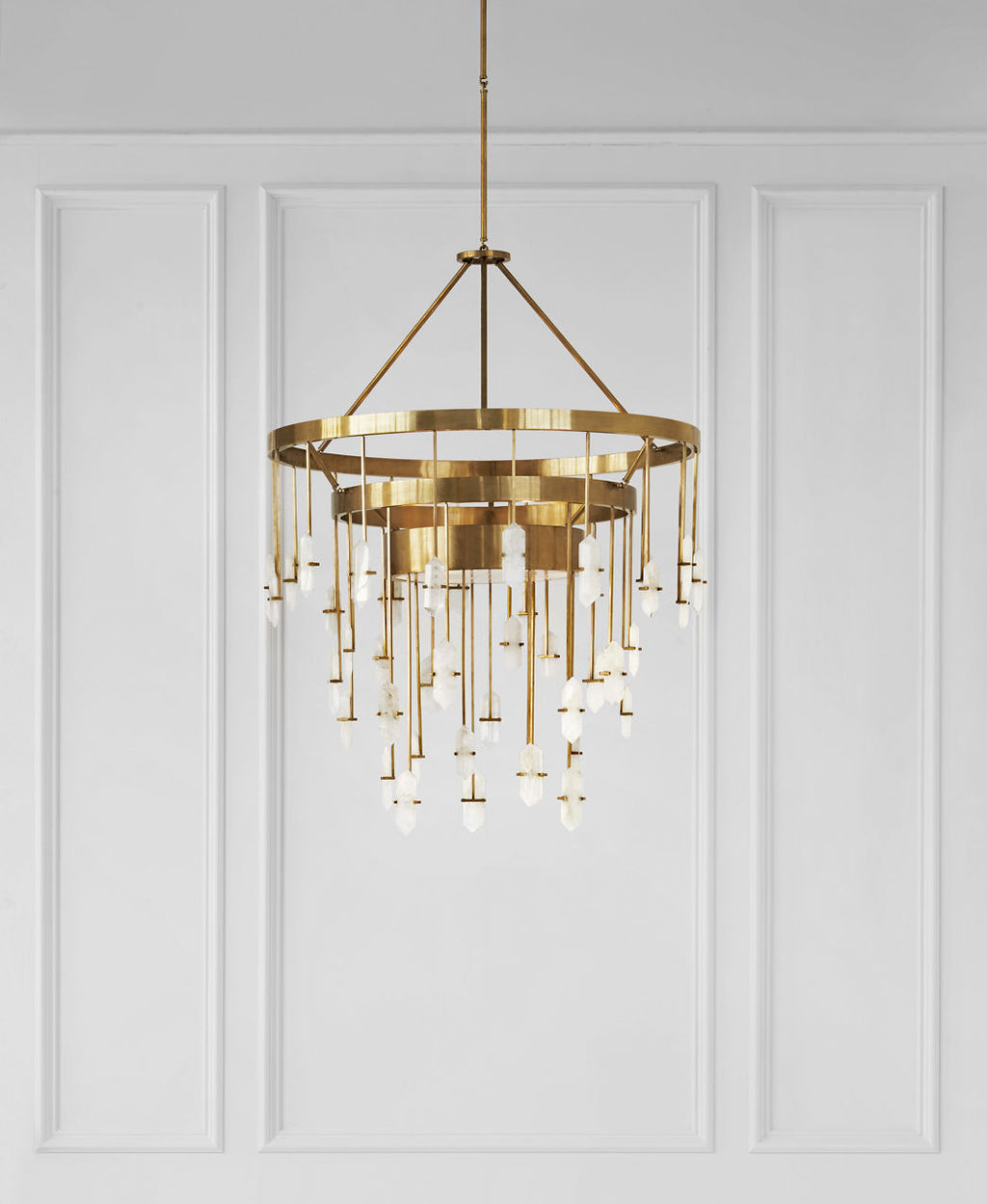 Halcyon Large Three Tier Chandelier | Antique-Burnished Brass | Quartz