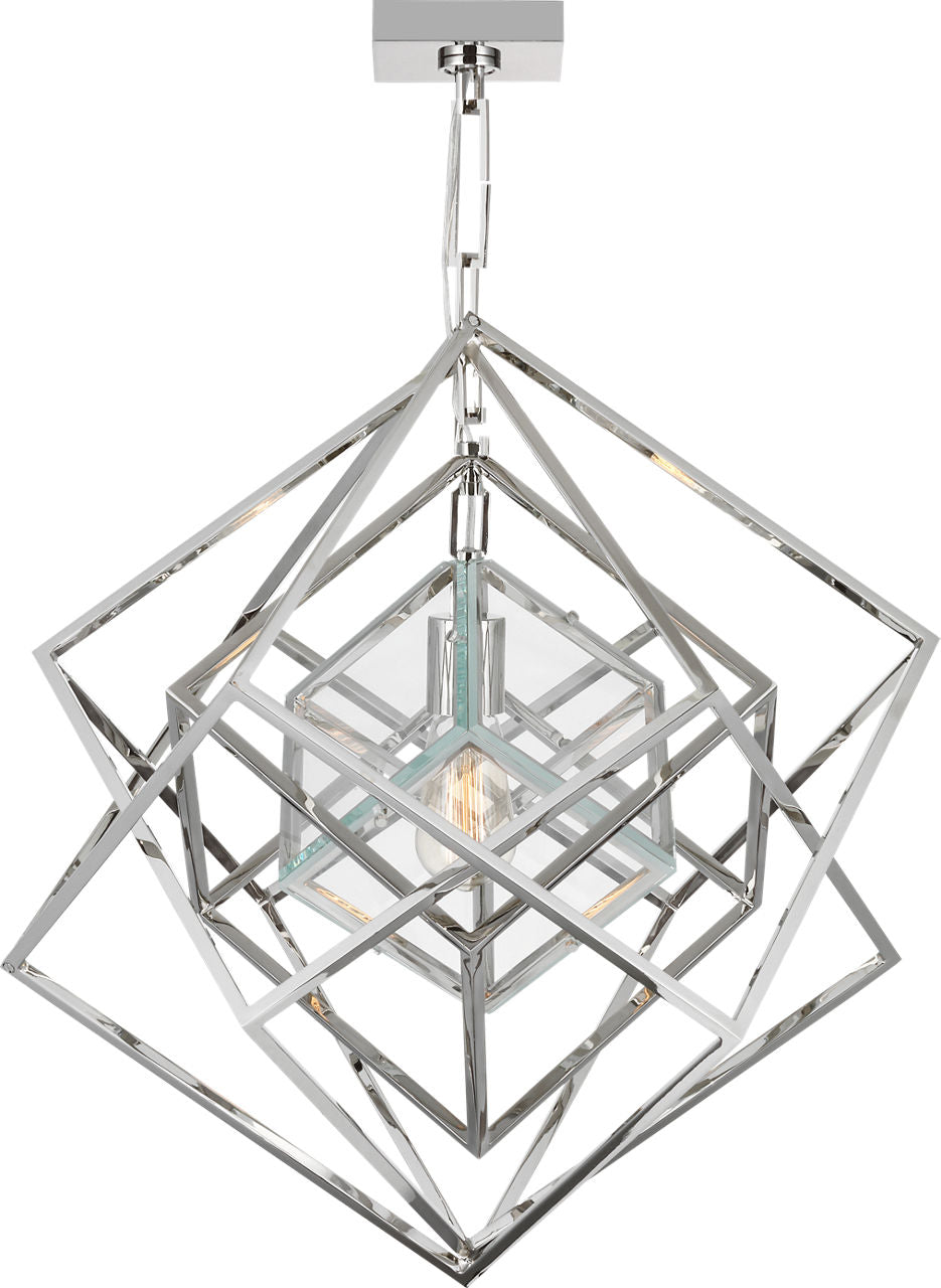Cubist Small Chandelier | Polished Nickel | Clear Glass