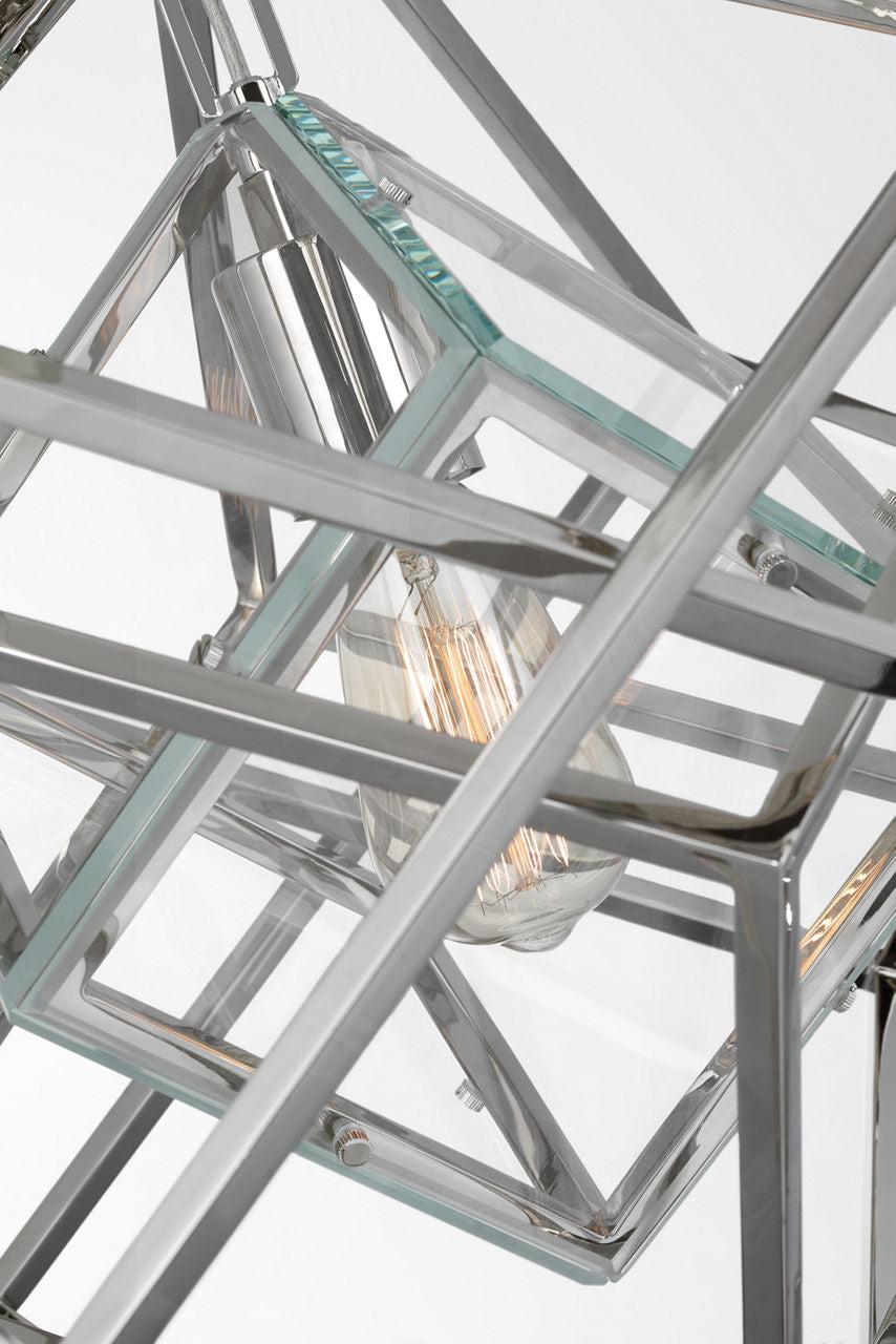 Cubist Small Chandelier | Polished Nickel | Clear Glass