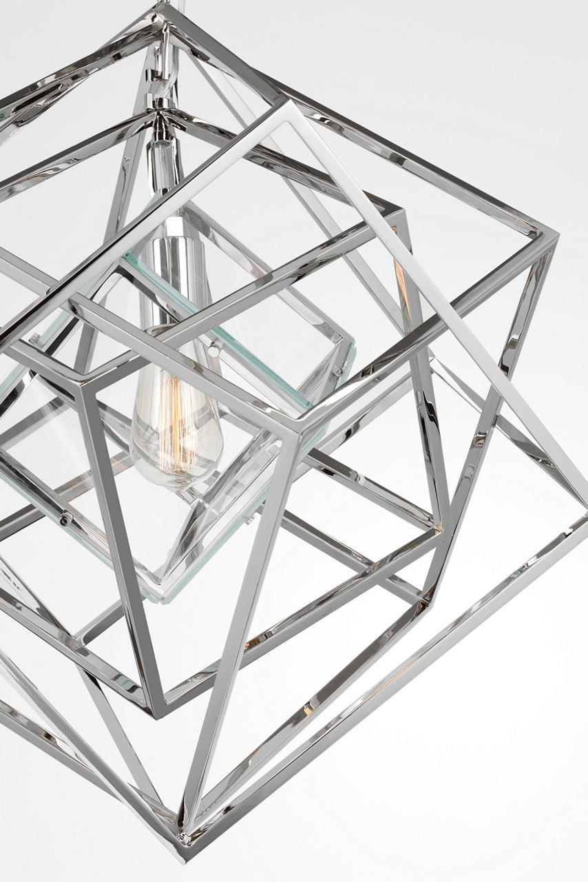 Cubist Small Chandelier | Polished Nickel | Clear Glass