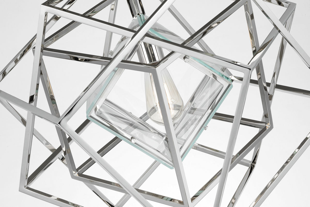 Cubist Small Chandelier | Polished Nickel | Clear Glass