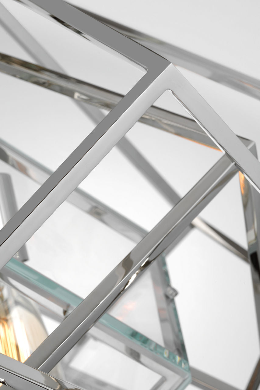 Cubist Small Chandelier | Polished Nickel | Clear Glass