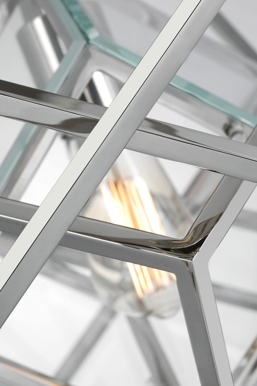 Cubist Small Chandelier | Polished Nickel | Clear Glass
