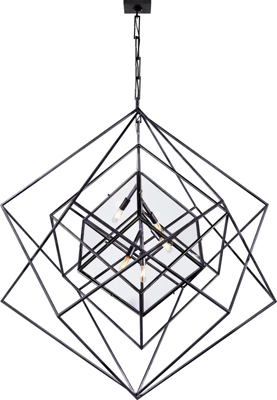 Cubist Large Chandelier | Aged Iron