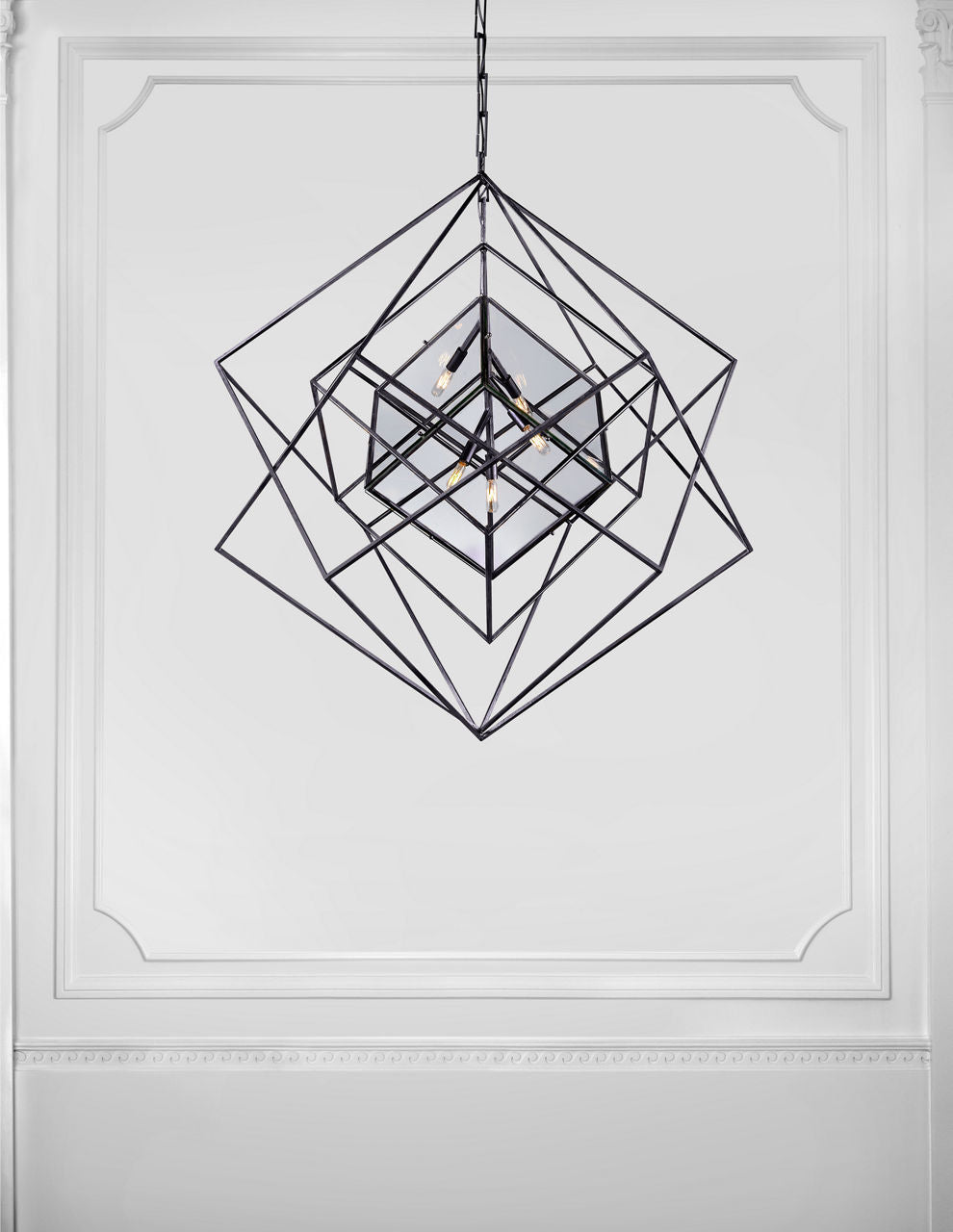 Cubist Large Chandelier | Aged Iron