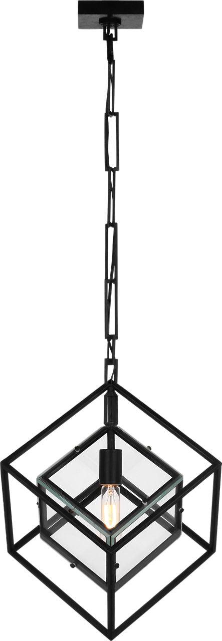 Cubed Medium Pendant | Aged Iron | Clear Glass