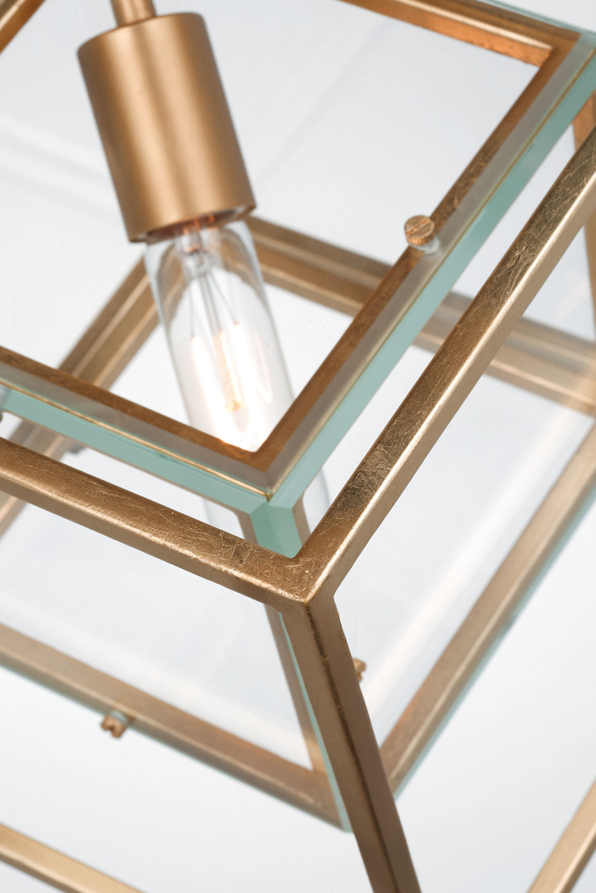 Cubed Medium Pendant | Gild | Clear Glass