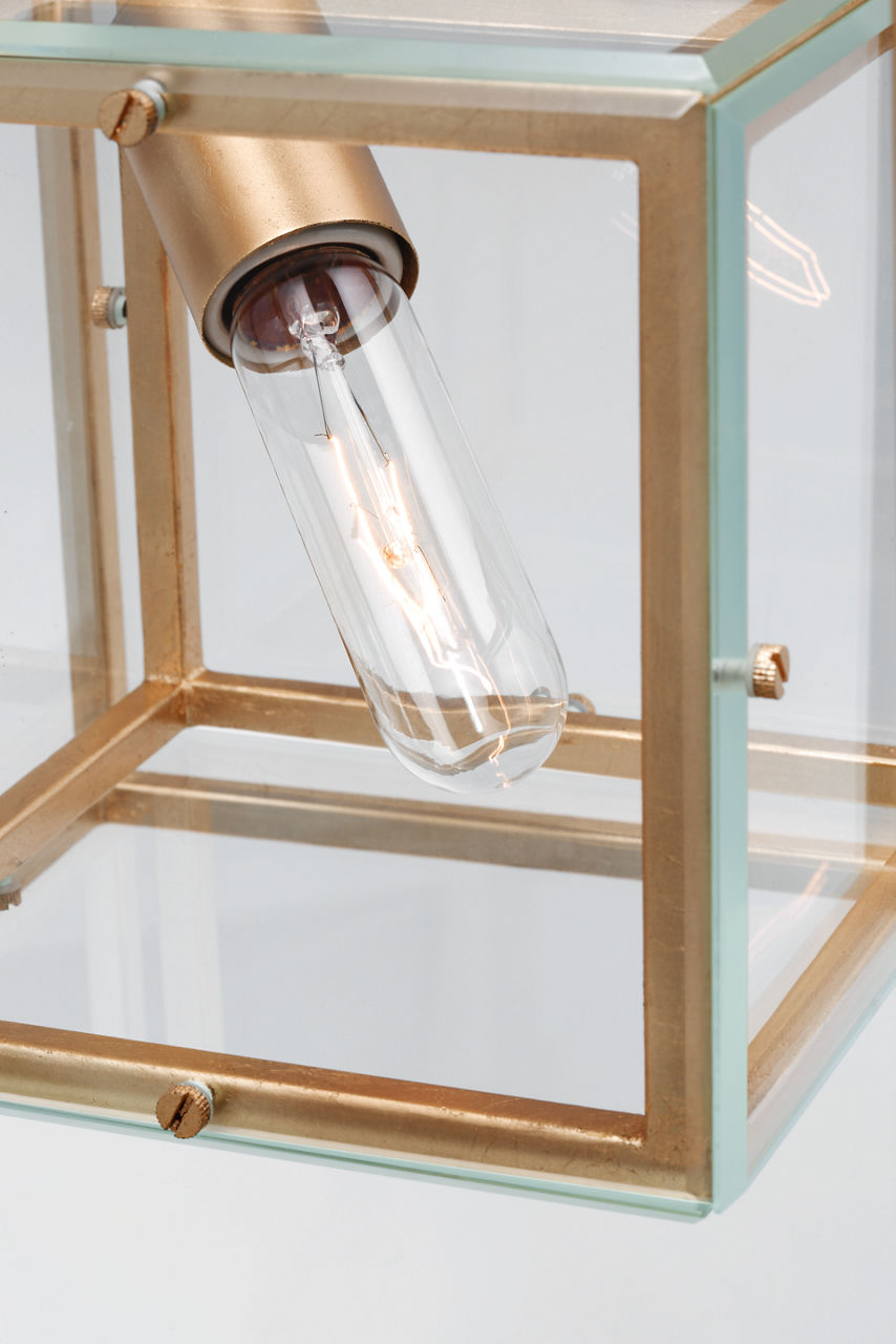 Cubed Medium Pendant | Gild | Clear Glass