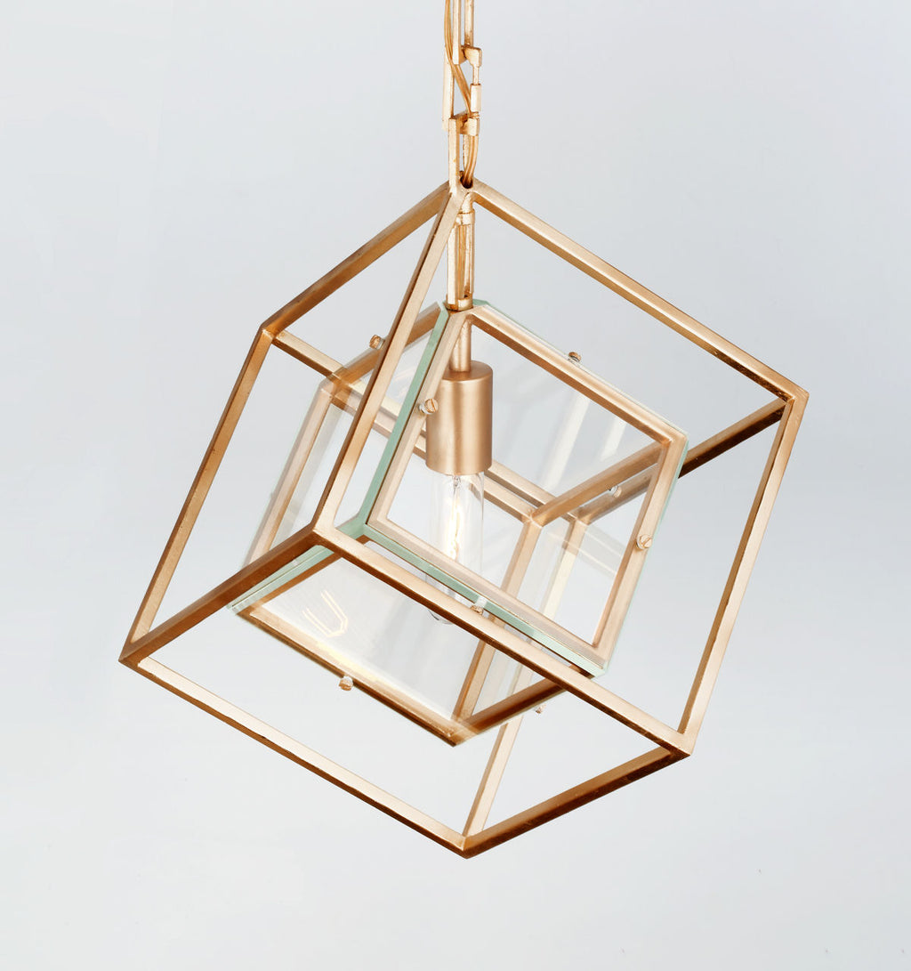 Cubed Medium Pendant | Gild | Clear Glass
