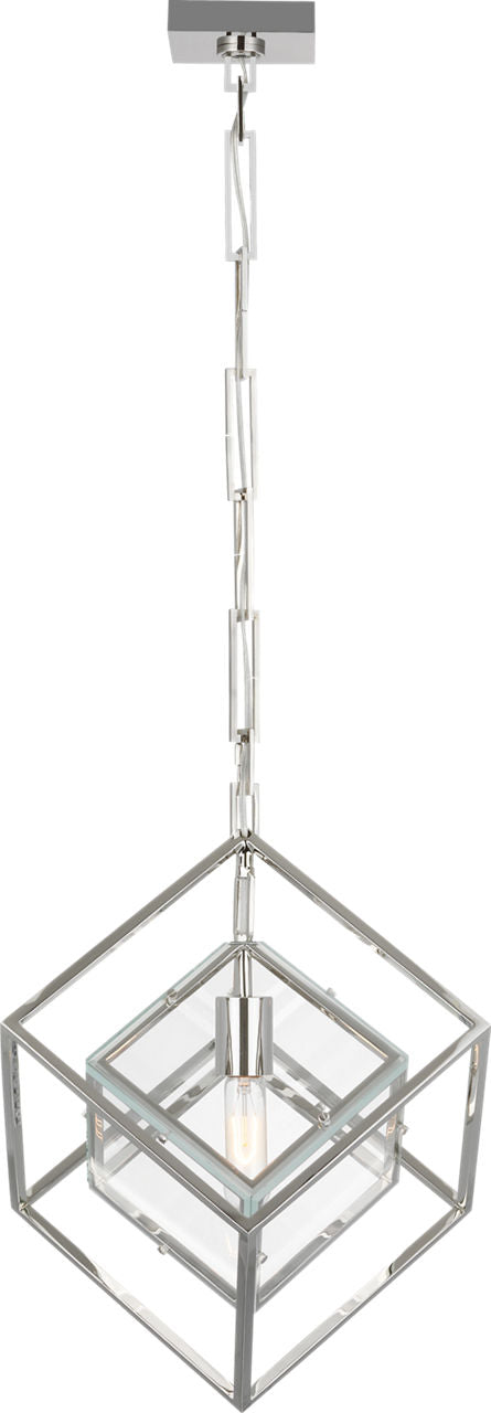 Cubed Medium Pendant | Polished Nickel | Clear Glass