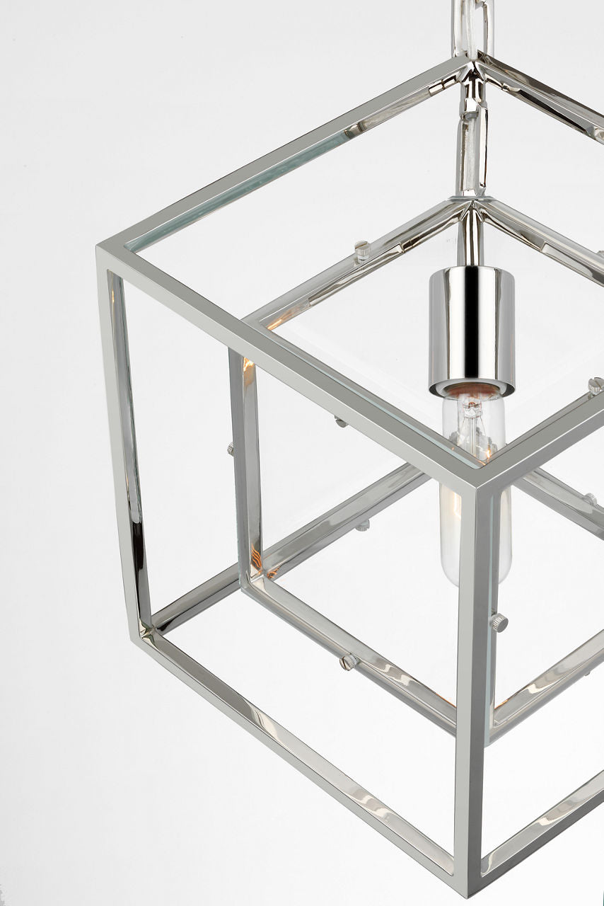 Cubed Medium Pendant | Polished Nickel | Clear Glass