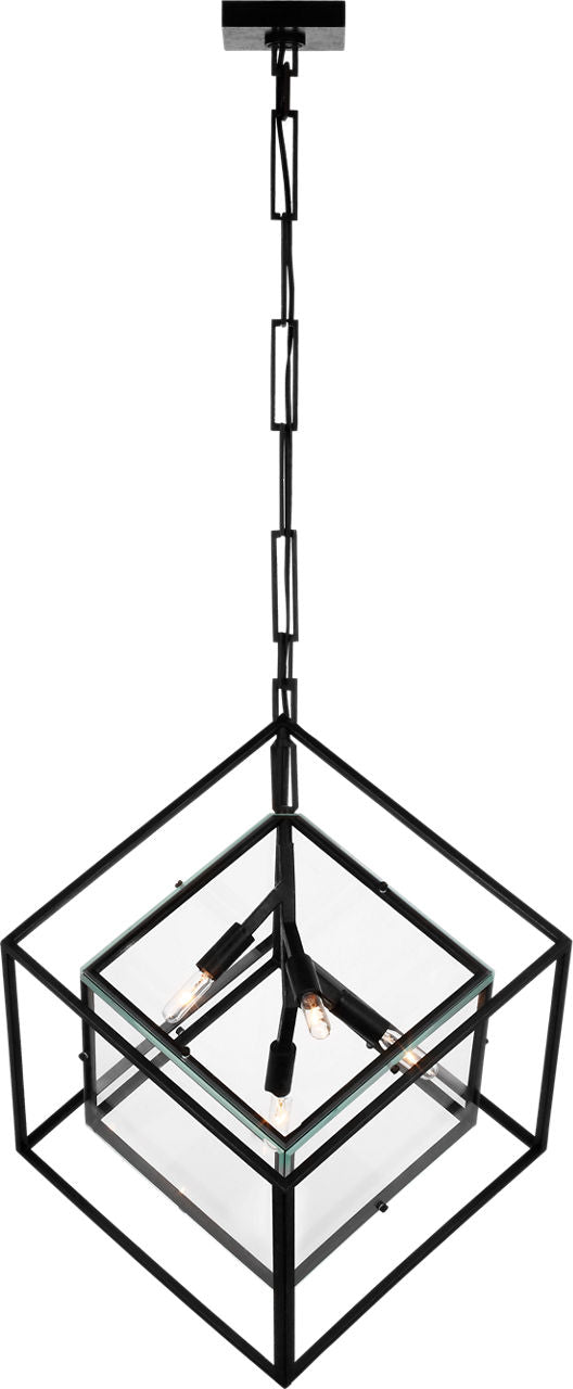 Cubed Large Pendant | Aged Iron | Clear Glass