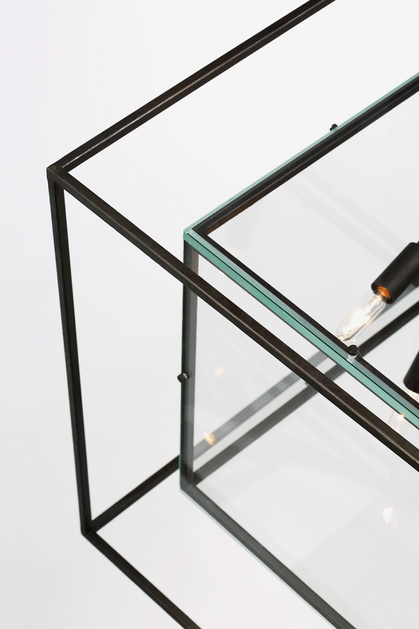Cubed X-Large Pendant | Aged Iron | Clear Glass
