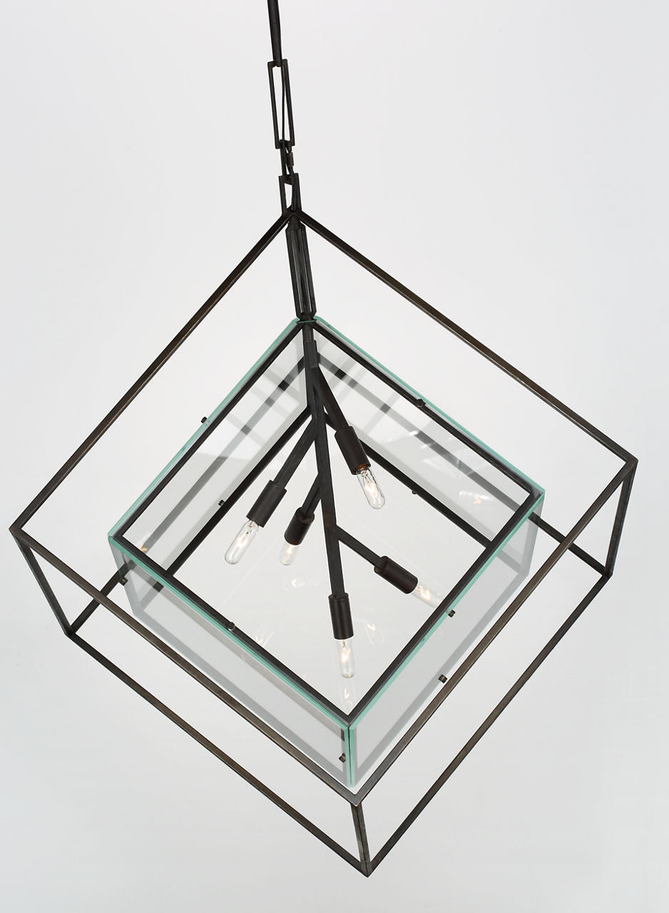 Cubed X-Large Pendant | Aged Iron | Clear Glass