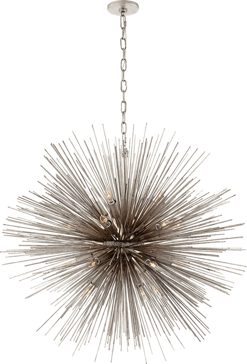 Strada Large Round Chandelier | Burnished Silver Leaf