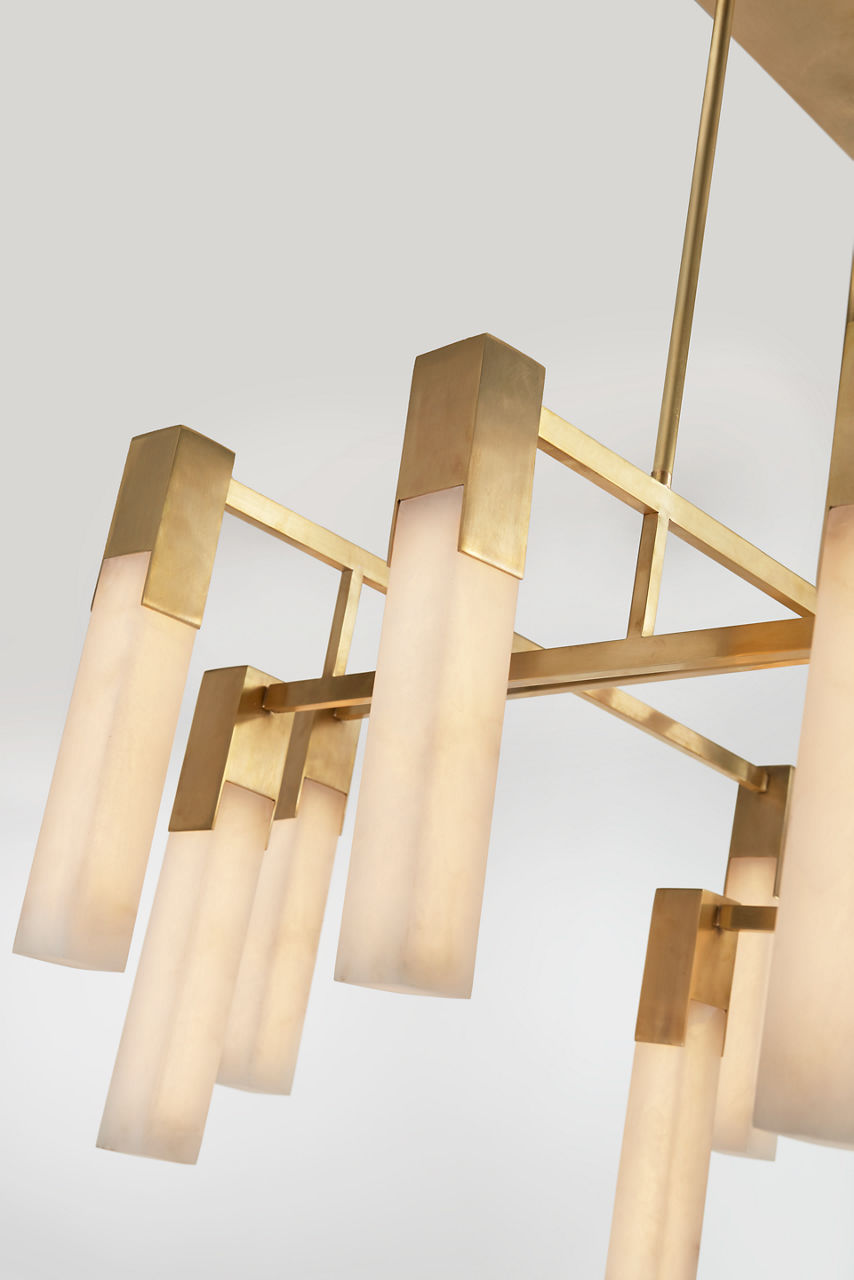 Covet Large Chandelier | Antique-Burnished Brass | Alabaster