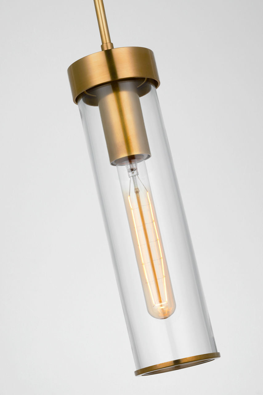 Liaison Short Pendant | Antique-Burnished Brass | Clear Glass