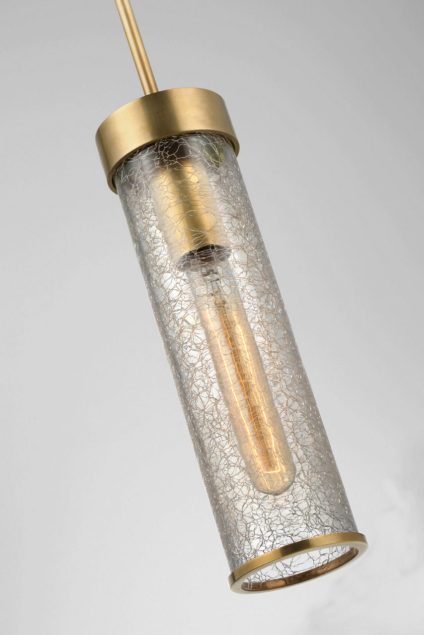 Liaison Short Pendant | Antique-Burnished Brass | Crackle Glass