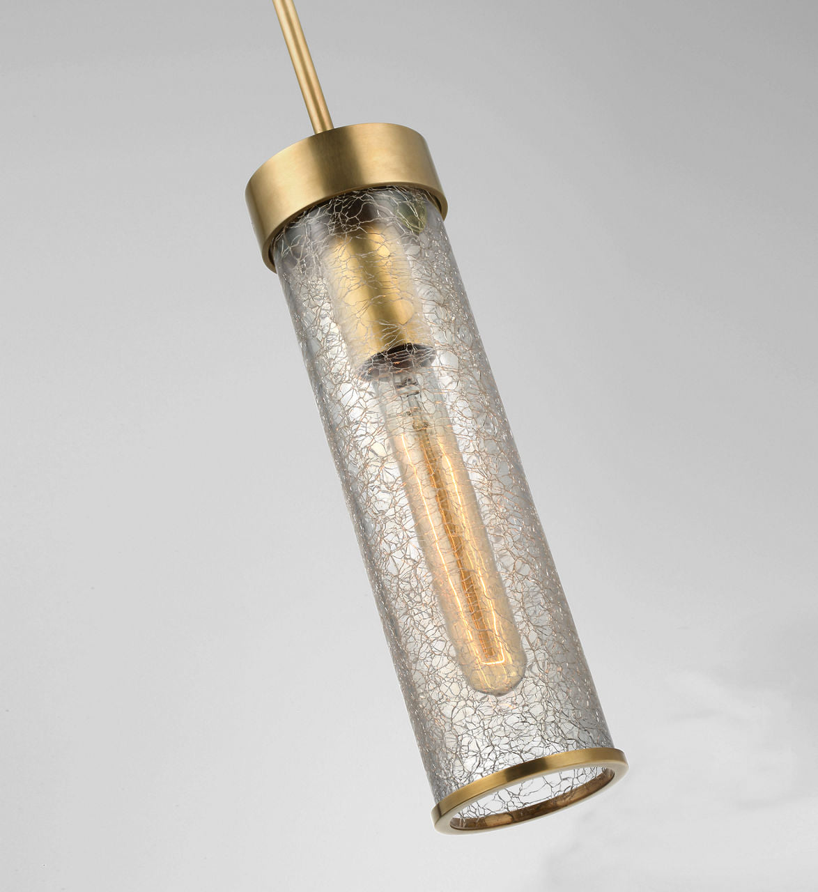 Liaison Short Pendant | Antique-Burnished Brass | Crackle Glass