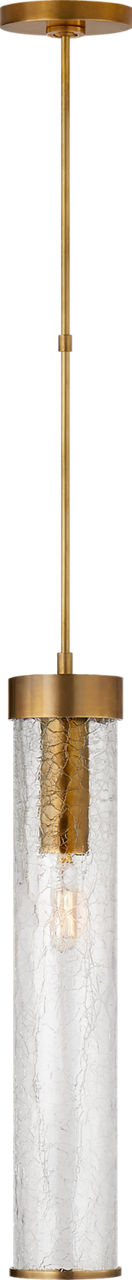 Liaison Long Pendant | Antique-Burnished Brass | Crackle Glass