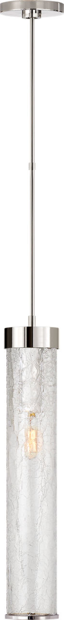 Liaison Long Pendant | Polished Nickel | Crackle Glass