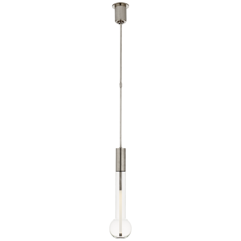 Nye Long Pendant | Antique Nickel | Clear Glass
