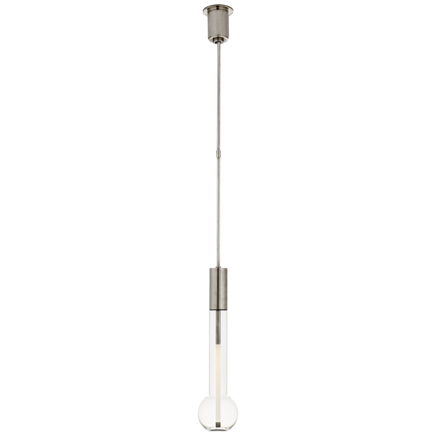 Nye Long Pendant | Antique Nickel | Clear Glass