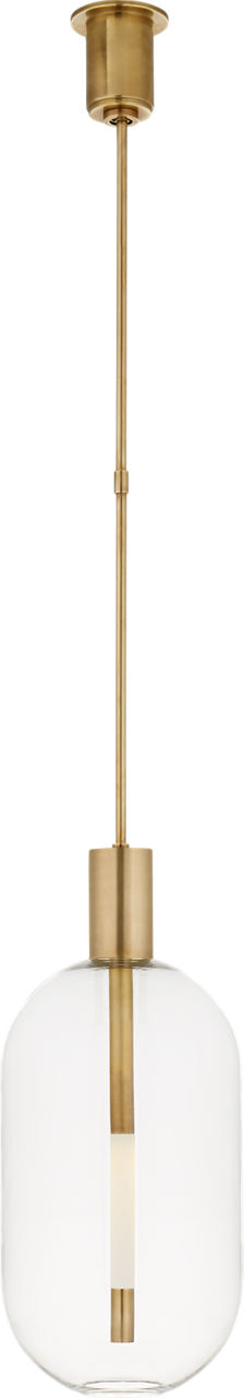 Nye Tall Pendant | Antique-Burnished Brass | Clear Glass