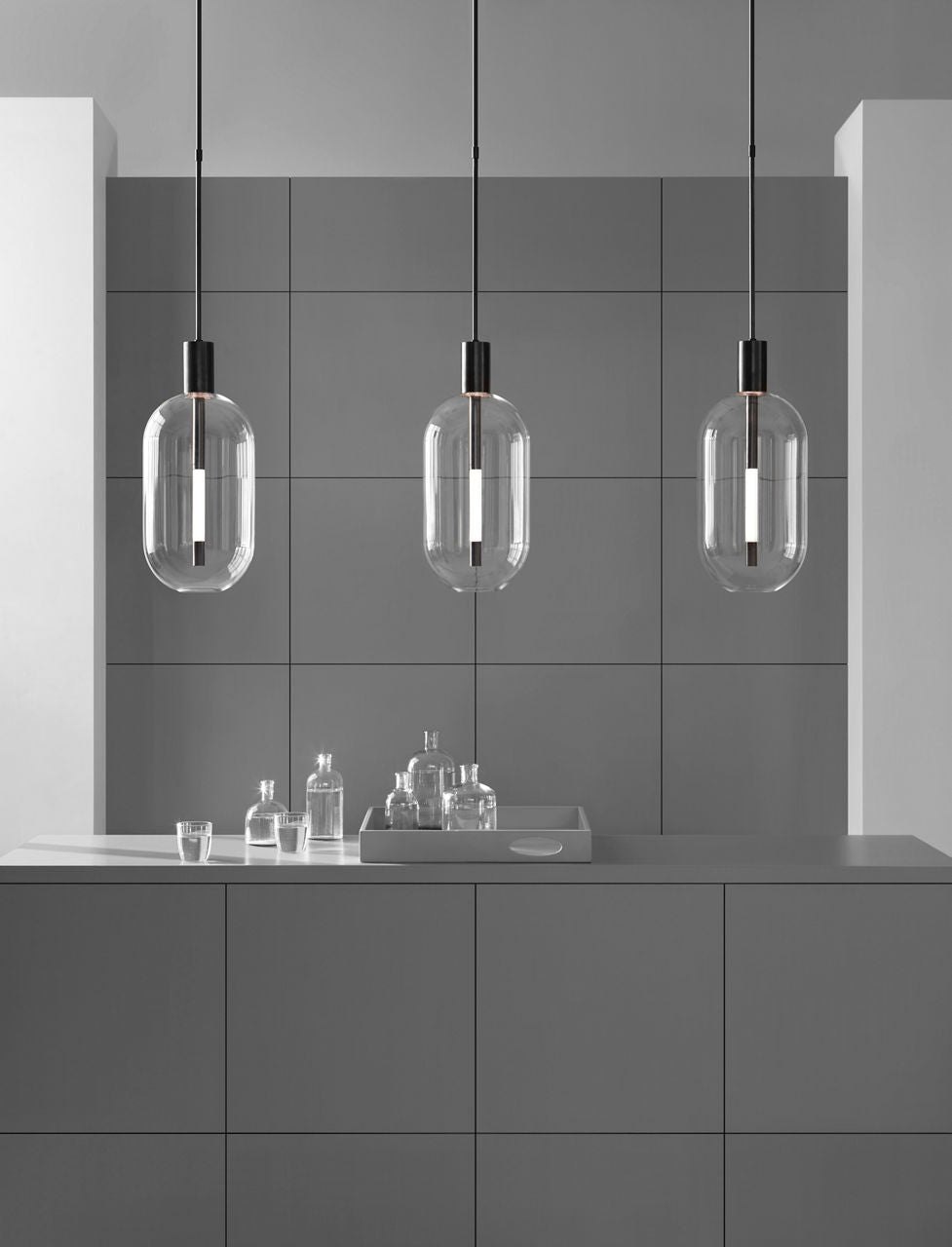 Nye Tall Pendant | Bronze | Clear Glass