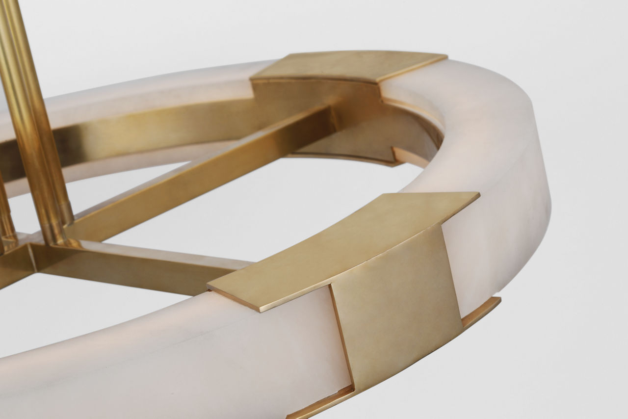 Covet Medium Ring Chandelier | Antique-Burnished Brass and Alabaster