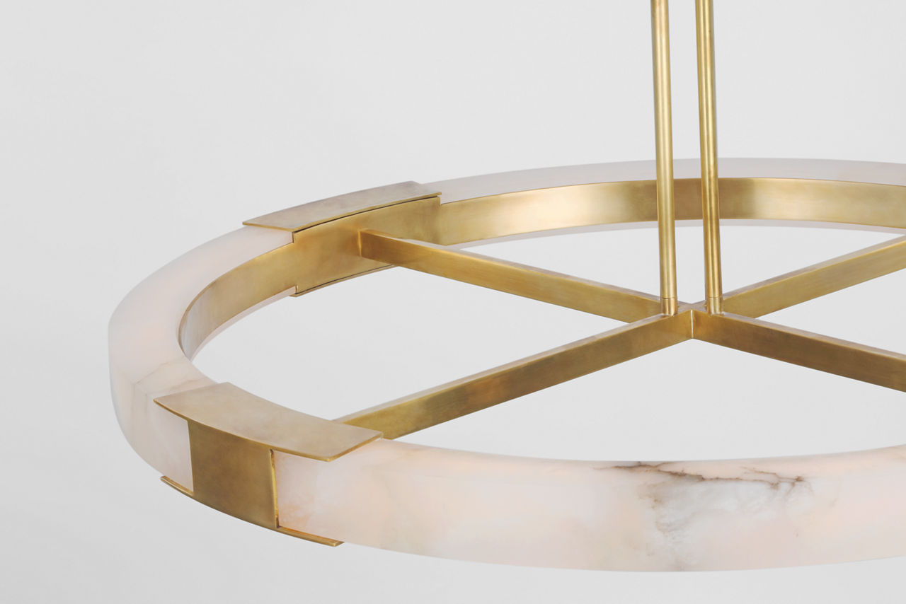Covet Large Ring Chandelier | Antique-Burnished Brass and Alabaster