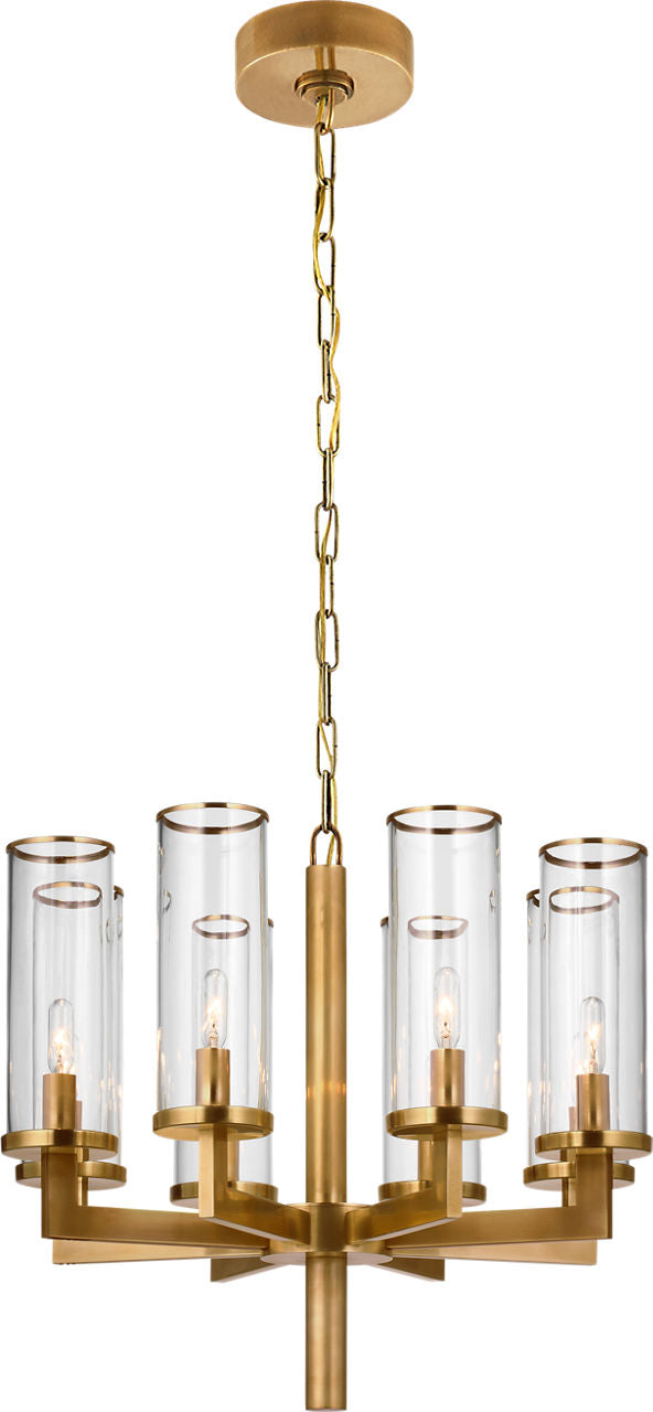 Liaison Single Tier Chandelier | Antique-Burnished Brass | Clear Glass