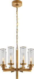 Liaison Single Tier Chandelier | Antique-Burnished Brass | Crackle Glass