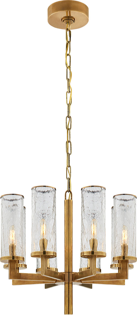 Liaison Single Tier Chandelier | Antique-Burnished Brass | Crackle Glass