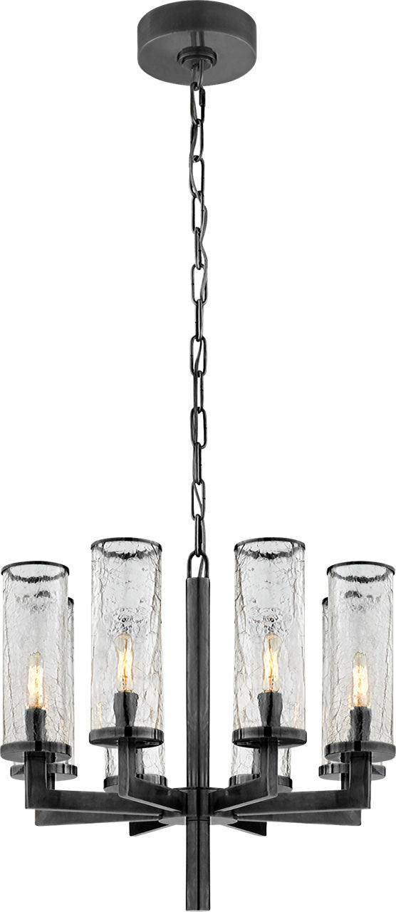 Liaison Single Tier Chandelier | Bronze | Crackle Glass