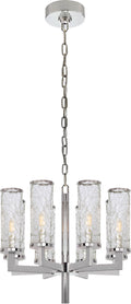 Liaison Single Tier Chandelier | Polished Nickel | Crackle Glass