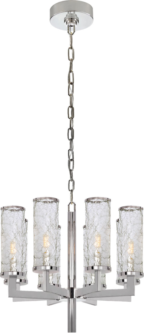 Liaison Single Tier Chandelier | Polished Nickel | Crackle Glass