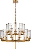 Liaison Double Tier Chandelier | Antique-Burnished Brass | Clear Glass