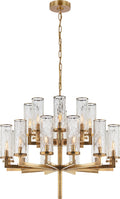 Liaison Double Tier Chandelier | Antique-Burnished Brass | Crackle Glass