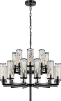Liaison Double Tier Chandelier | Bronze | Crackle Glass