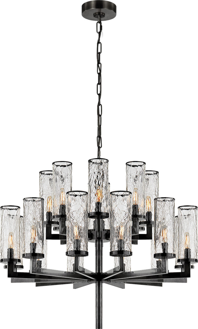 Liaison Double Tier Chandelier | Bronze | Crackle Glass