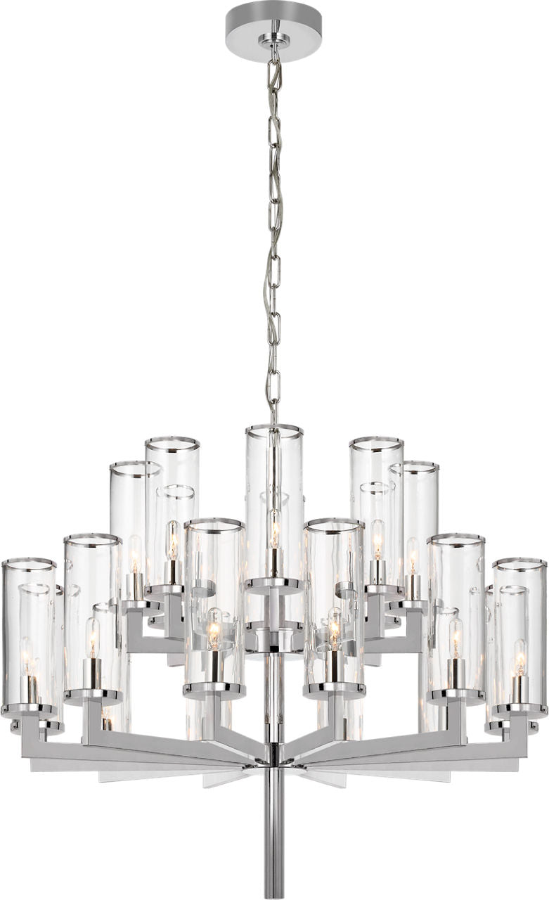 Liaison Double Tier Chandelier | Polished Nickel | Clear Glass