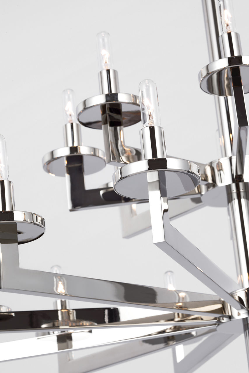Liaison Double Tier Chandelier | Polished Nickel