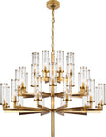Liaison Triple Tier Chandelier | Antique-Burnished Brass | Clear Glass