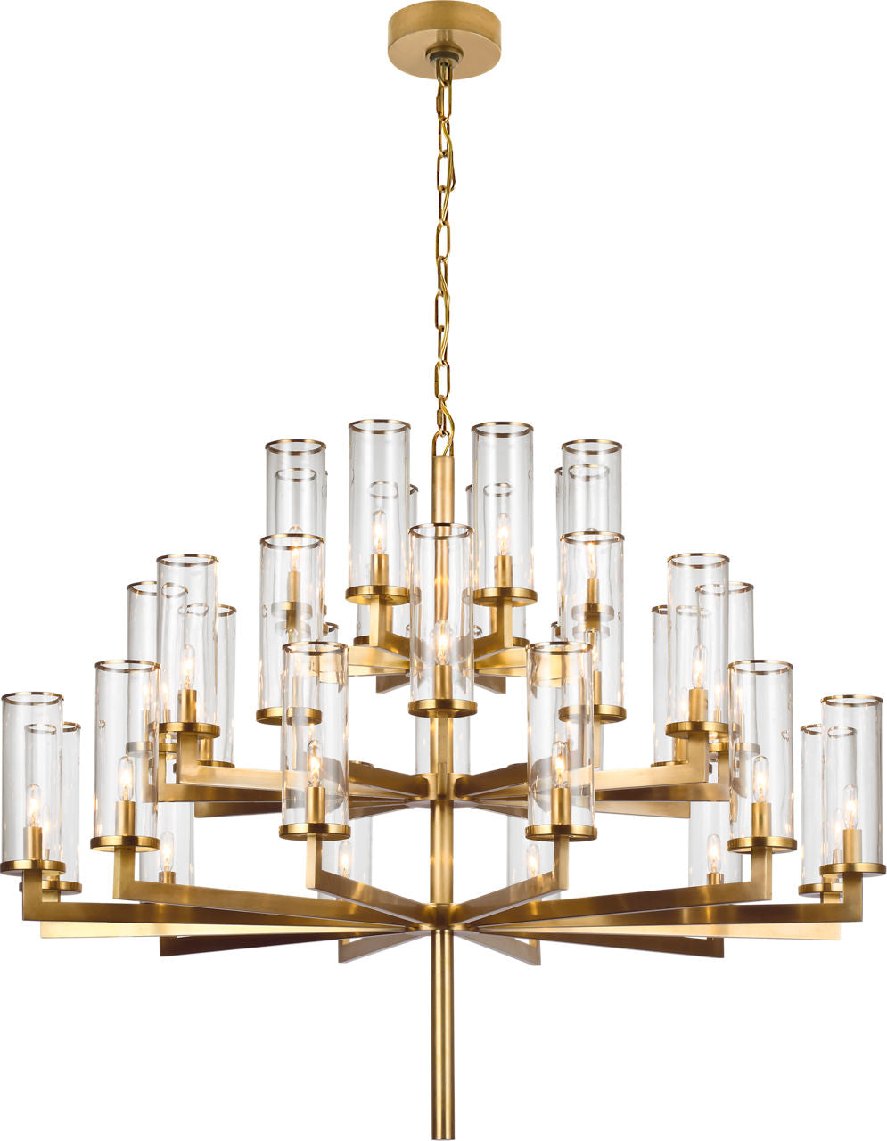 Liaison Triple Tier Chandelier | Antique-Burnished Brass | Clear Glass