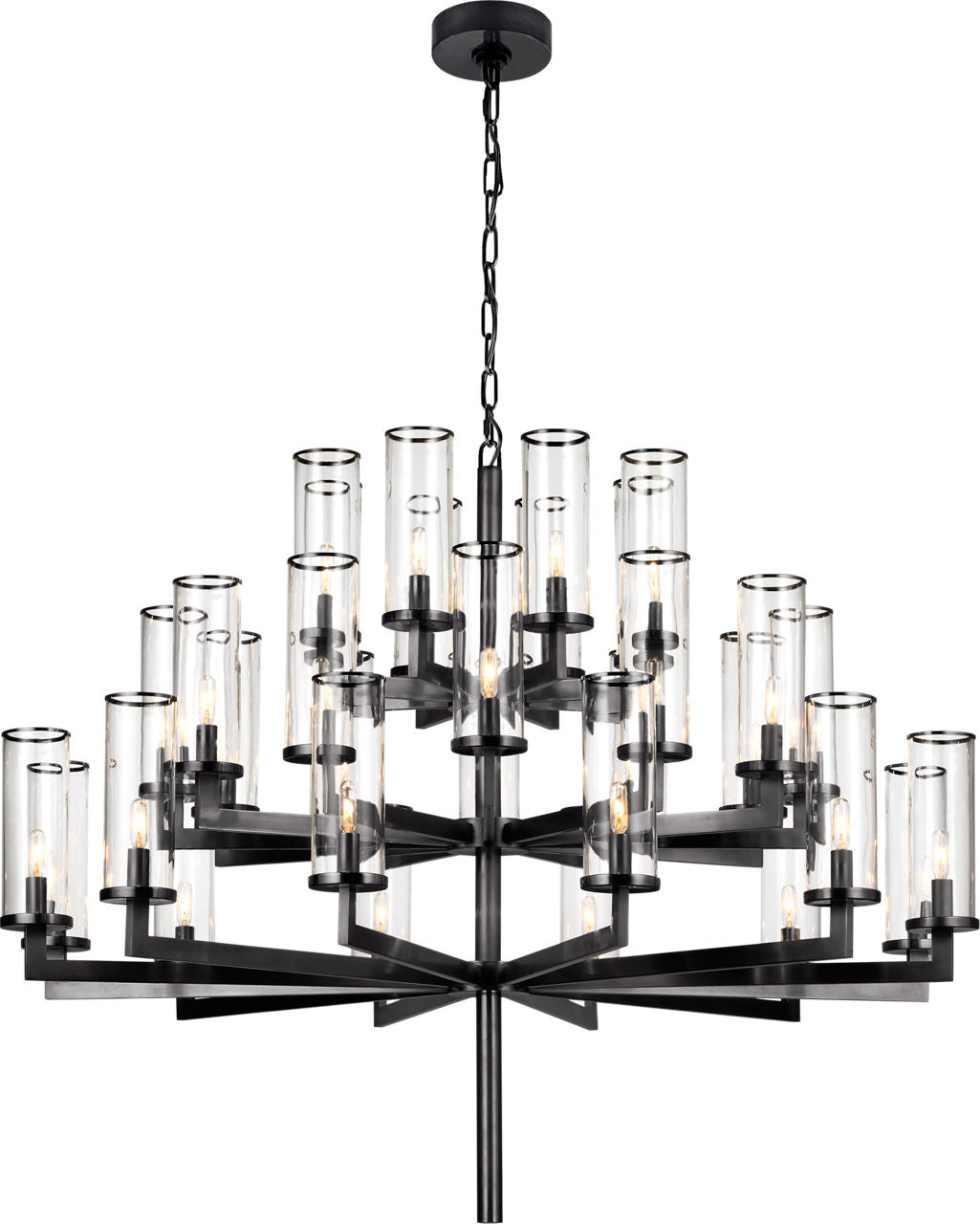 Liaison Triple Tier Chandelier | Bronze | Clear Glass