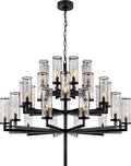 Liaison Triple Tier Chandelier | Bronze | Crackle Glass