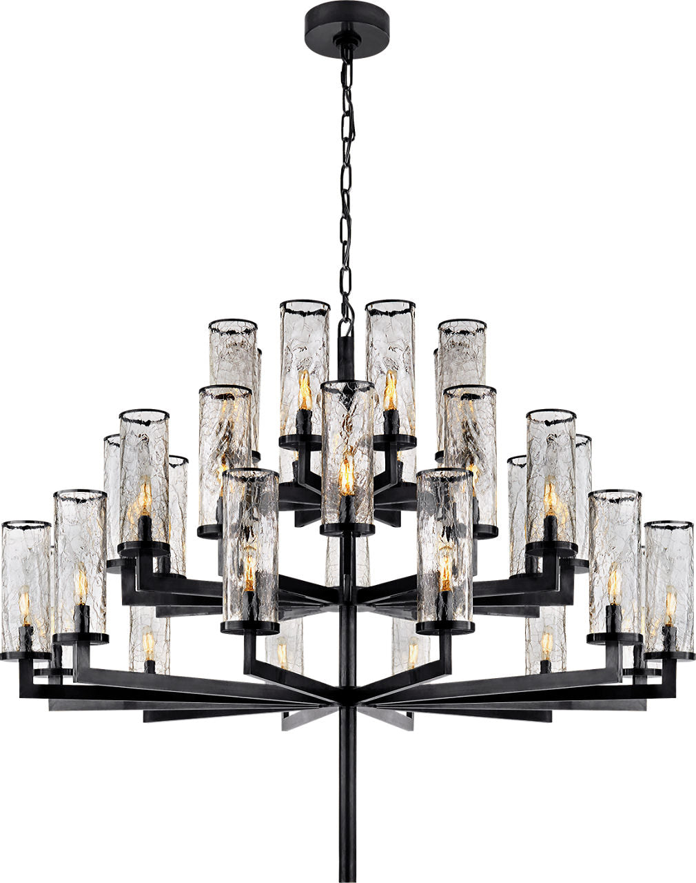 Liaison Triple Tier Chandelier | Bronze | Crackle Glass